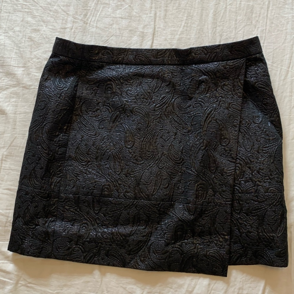 Origami wrap mini skirt from J Crew in black